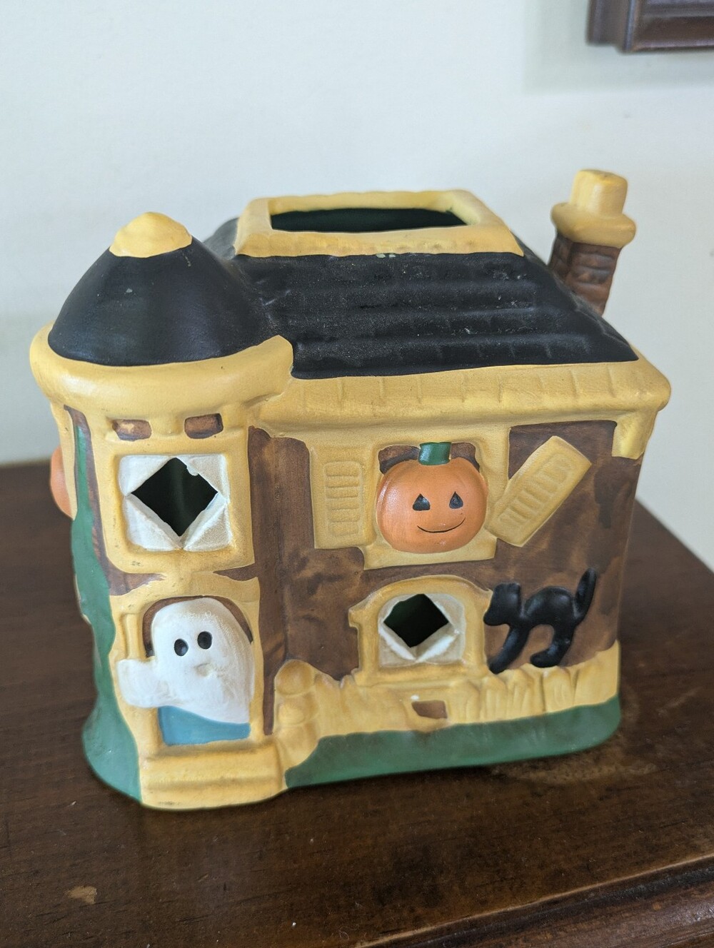 Vintage Pacific Rim Ceramic Halloween Haunted House Light Up Ghost Pumpkin Decor